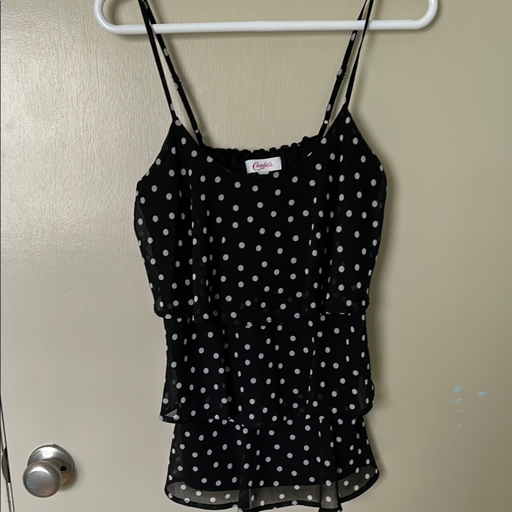 Candie's Black Polka Dot Women's Top